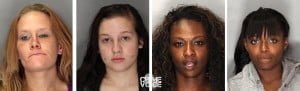 Some of the women arrested - Crystal Demasi, Destiny Miller, Gloriapril Johnson, Theodorsia George.