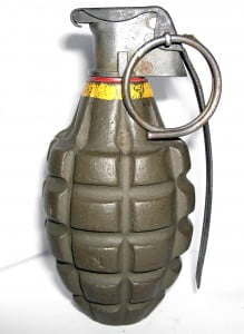 A "pineapple" style grenade was found in the house.