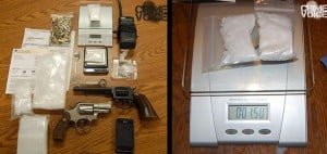 Detectives seized meth, weapons, and other tools of the drug trade in the search.