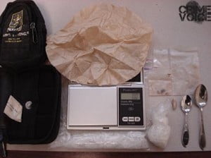 Detectives collected the black nylon bags, scale, meth, and other items from Ross' home.