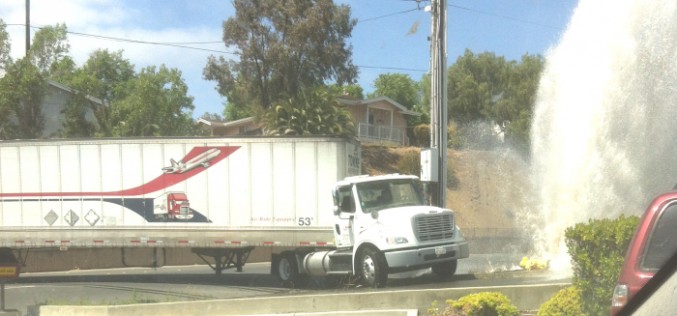 Big Rig Driver Hits Hydrant, Leaves 25-Foot Gusher, Gets Arrested For DUI