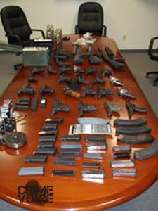 Another angle of confiscated weapons