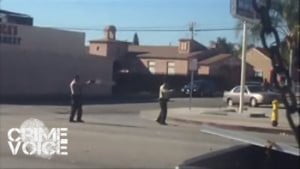 A video screenshot of the deputies shooting Robertson.