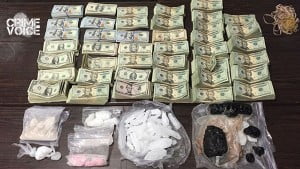 Police show confiscated drugs and cash 