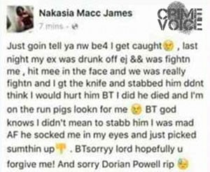 Facebook post reportedly from Nikasia James