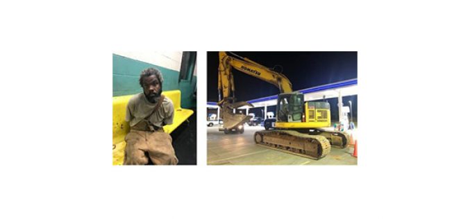 Man takes stolen excavator for a brief ride through Redding