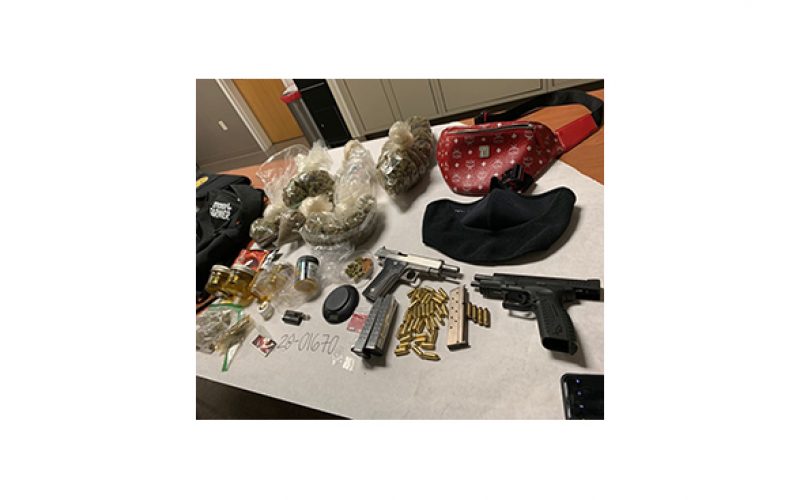 Two handguns and drugs seized in traffic stop