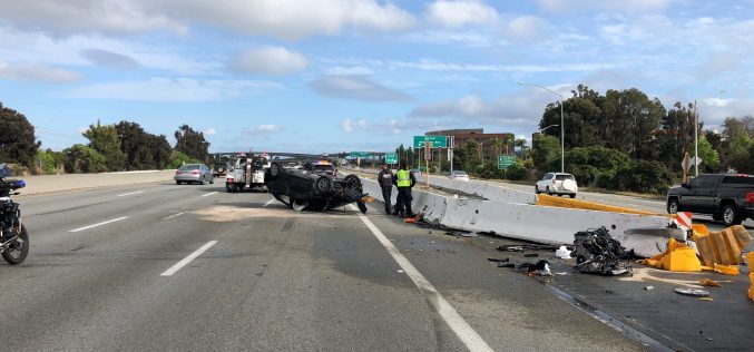 Report: Carjacking suspect flips car on freeway while trying to escape arrest