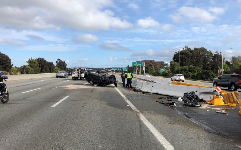 Report: Carjacking suspect flips car on freeway while trying to escape arrest