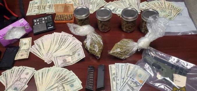 Man flees vehicle stop with gun, drugs, cash