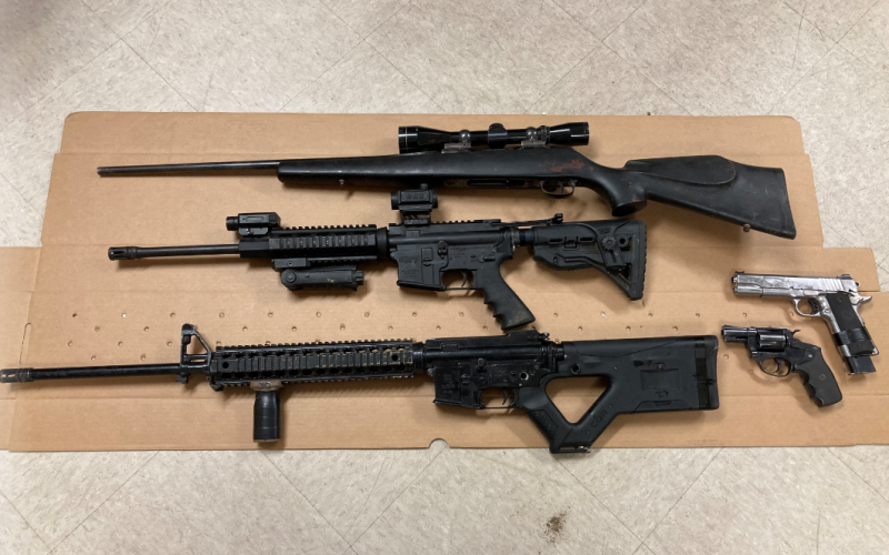 Five firearms seized with search warrant