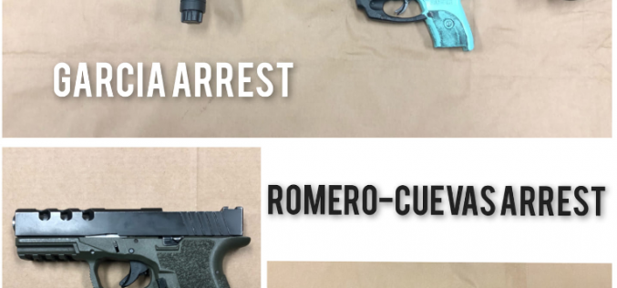 Three incidents, three arrests, guns seized