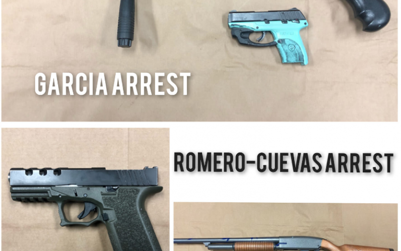 Three incidents, three arrests, guns seized