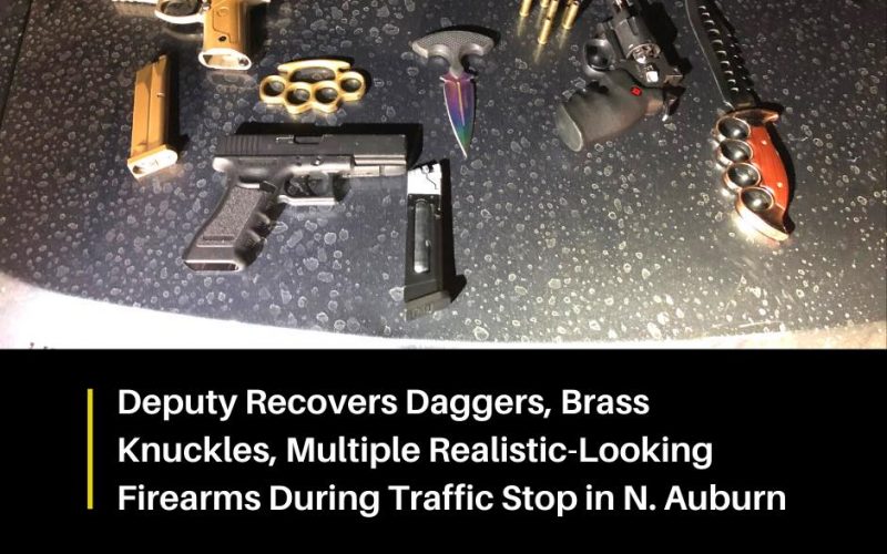 Dagger, brass knuckles and replica firearms