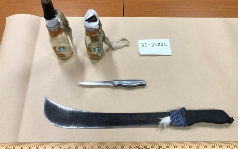 Man in Possession of a Machete and Molotov Cocktails is Arrested