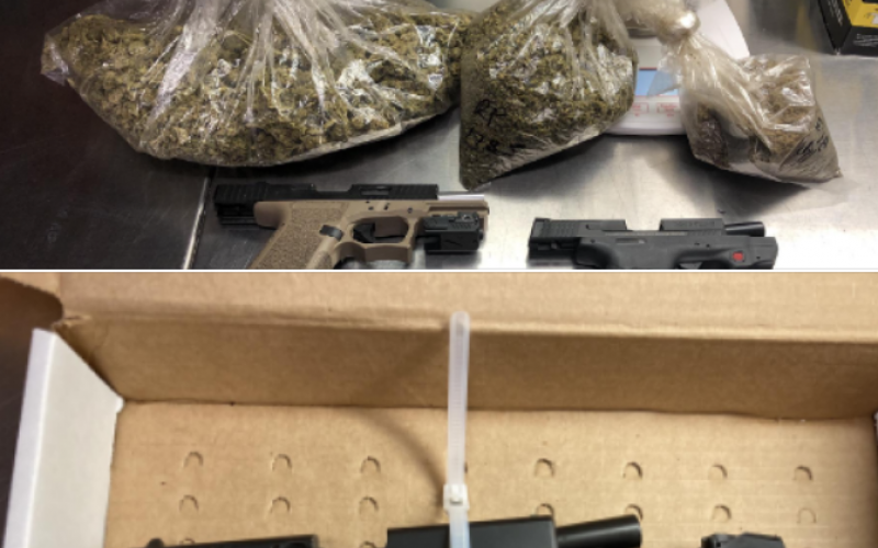 Three arrested in two incidents for drugs and guns