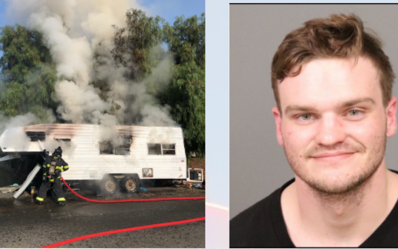 Man sets RV on fire