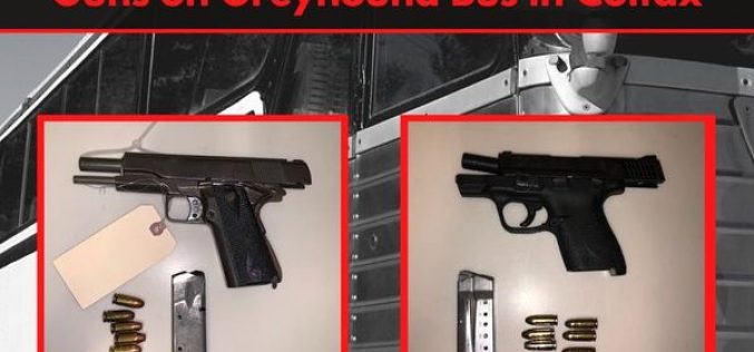 Man with warrants carries two stolen guns on Greyhound bus