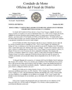 County of Mono press release - Josue Valasquez