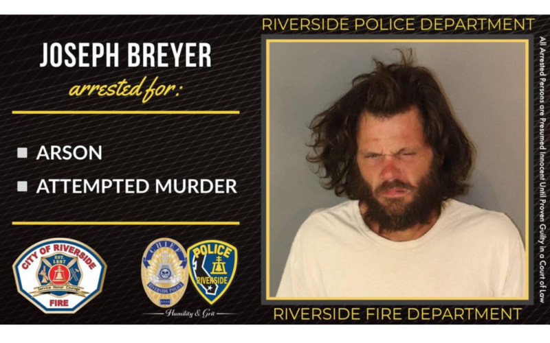 Riverside PD: Transient arrested on allegations of arson and attempted murder