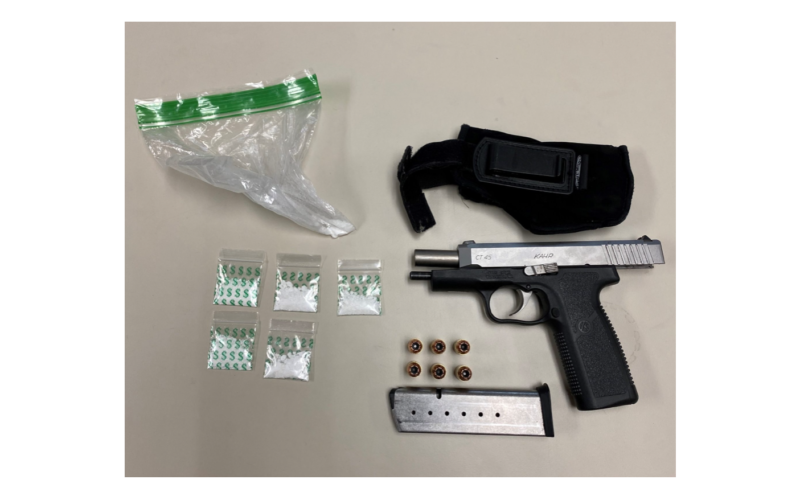 Traffic stop leads to arrest for alleged possession of a handgun and narcotics