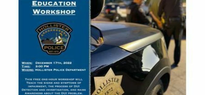 Hollister PD Announces Community DUI Prevention Seminar