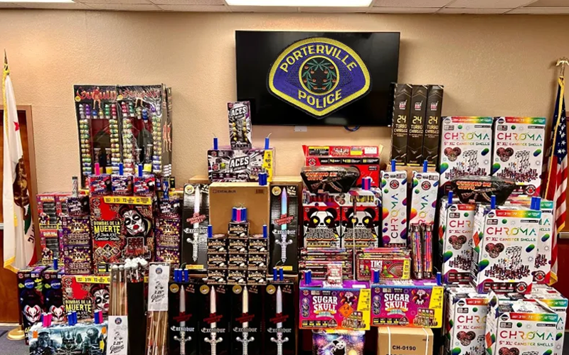 Porterville Police Seize Over 2,300 Pounds of Illegal Fireworks, Two Arrested