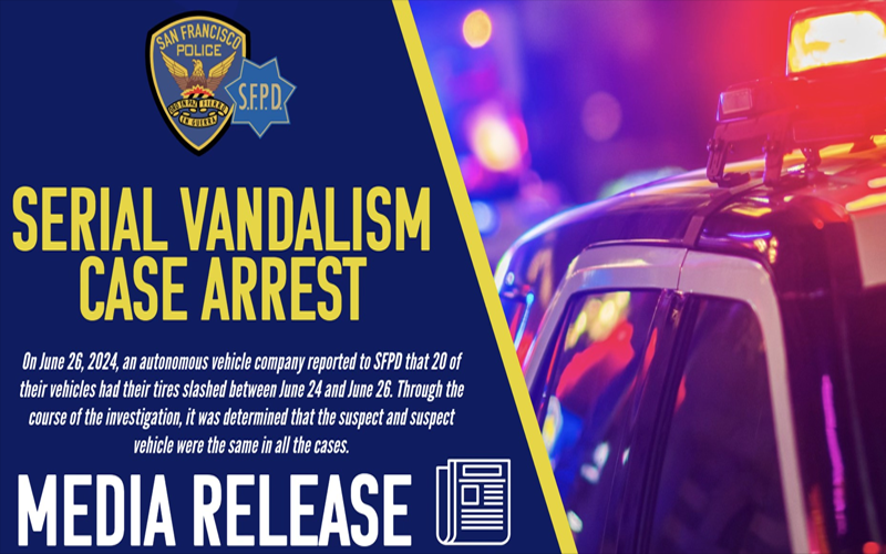 SFPD Arrests Suspect in Serial Vandalism of Autonomous Vehicles