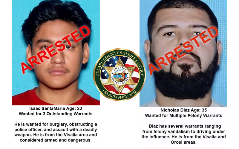 TCSO Detectives Arrest Two Top 10 Fugitives in Exeter and Cutler